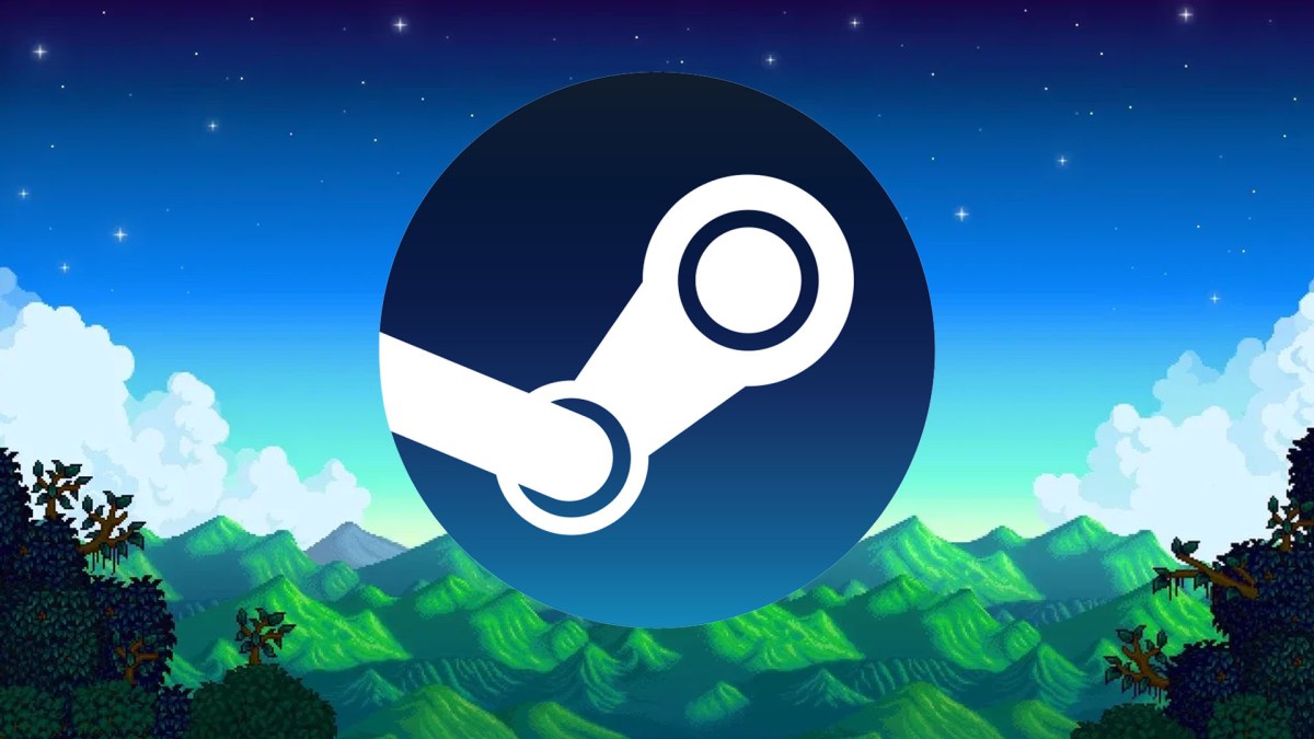 Hintergrund aus Stardew Valley mit dem Logo von Steam